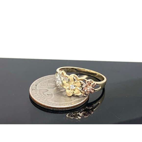 Floral Cocktail Ring 14k Yellow Gold Estate Jewelry Women's Size 9 - Picture 11 of 13